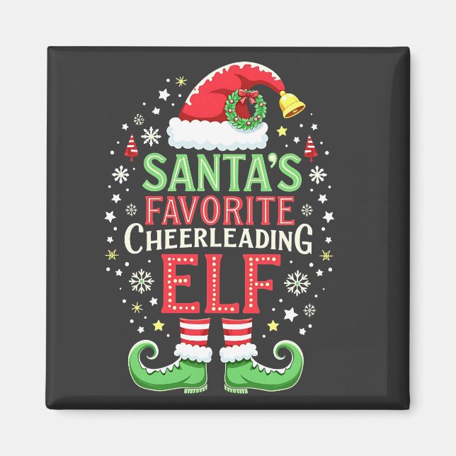 Matchning av favoritfamiljen Cheerlead Elf Magnet (Framsidan)