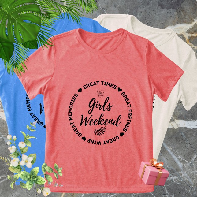 Matchning av flickor Helg Resa T-Shirts - Underbar (Matching Girls Weekend Trip T-Shirts - Great Memories & Weekend Vibes Tee)