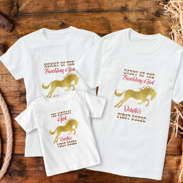 Matchning av första rodeo-guld-häst t shirt