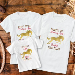 Matchning av första rodeo-guld-häst t shirt