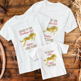 Matchning av första rodeo-guld-häst t shirt