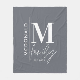 Matchning av grått-snyggt i modern monogramfamilj fleecefilt