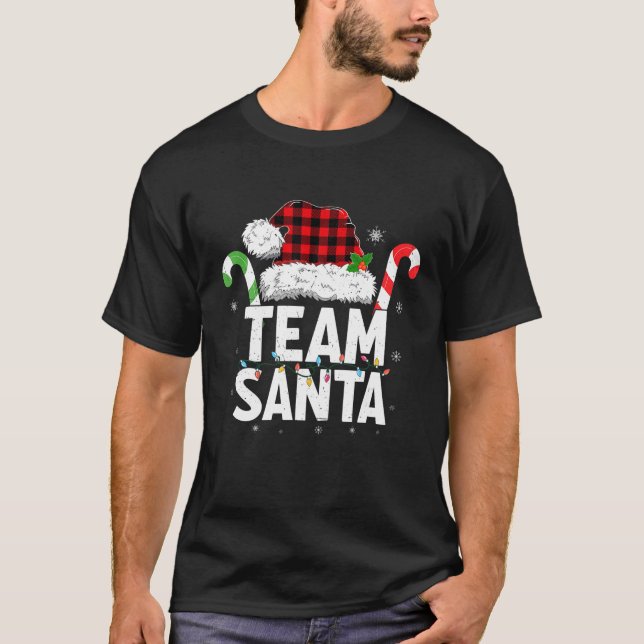Matchning av julfamiljen Team Santa Red Plade T Shirt (Framsida)