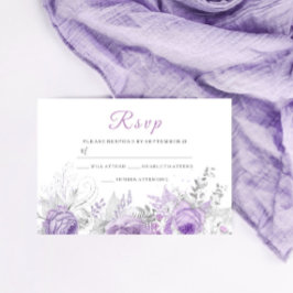 Matchning av Lavender Lila Gnistra Blommigt Bröllo OSA Kort