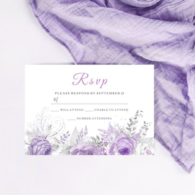 Matchning av Lavender Lila Gnistra Blommigt Bröllo OSA Kort (Skapare uppladdad)
