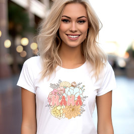 Matchning av Mamma Nya Mamma Mini Retro Flowers T Shirt