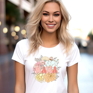 Matchning av Mamma Nya Mamma Mini Retro Flowers T Shirt