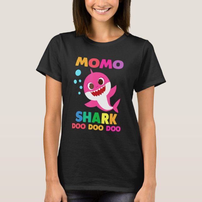 Matchning av Momo Shark Cute Baby-haj-familjen T Shirt (Framsida)