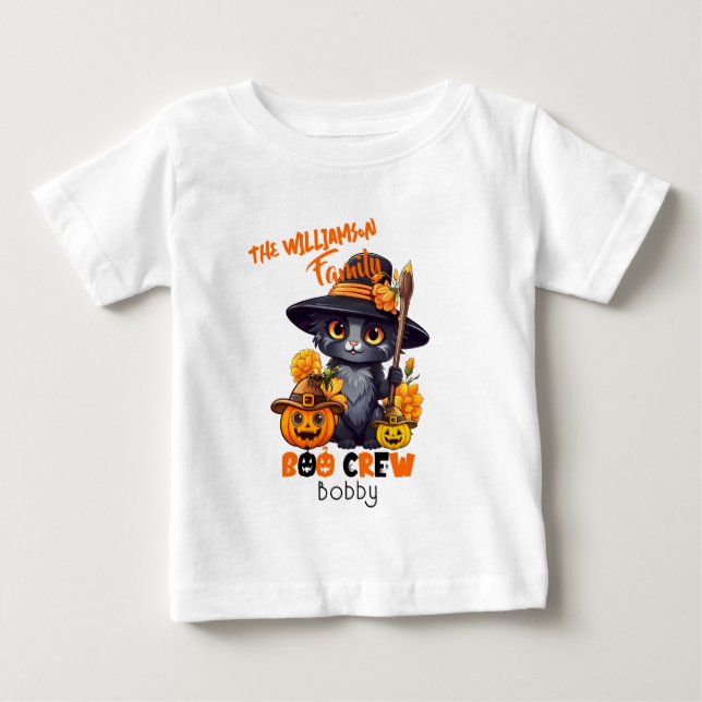 Matchning av Namn Halloween Cat Pumpkin T Shirt (Framsida)