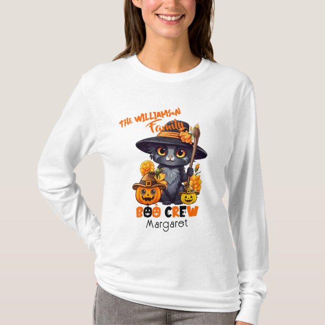 Matchning av Namn Halloween Cat Pumpkin T Shirt (Framsida)