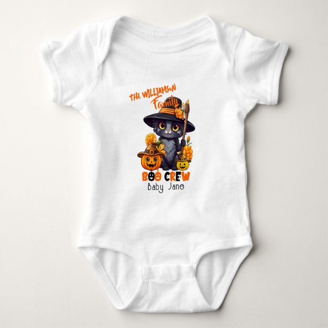 Matchning av Namn Halloween Cat Pumpkin T Shirt (Framsida)