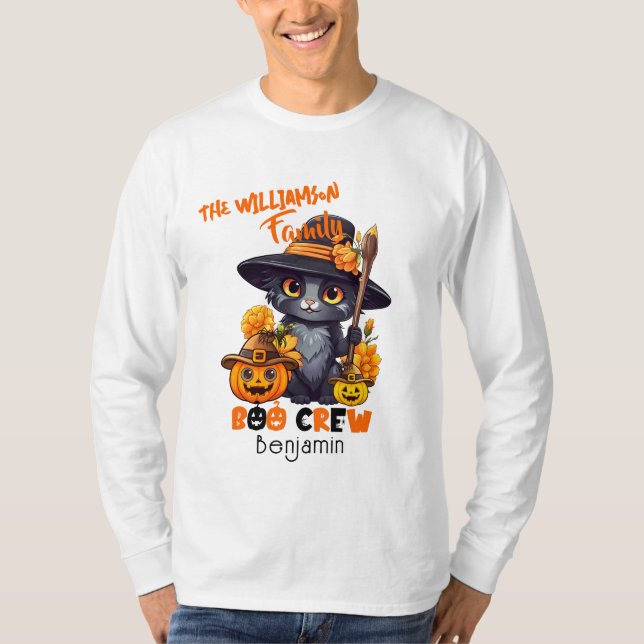 Matchning av Namn Halloween Cat Pumpkin T Shirt (Framsida)
