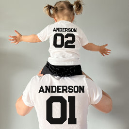 Matchning av Namn-nummer för underordnad Far i idr T Shirt