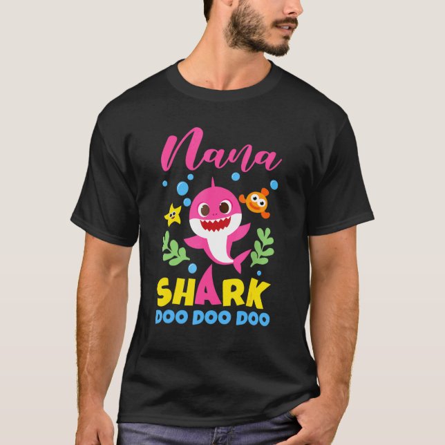 Matchning av Nana Shark Cute Baby-hak-familjen T Shirt (Framsida)