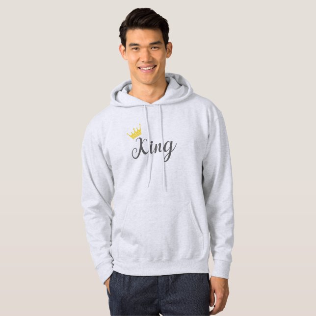 Matchning av Par utfits Kung och Queen Gift Hoodie (Hel framsida)