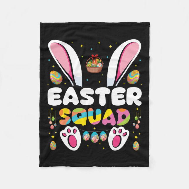 Matchning av påsk Squad Egg Hunting Bunny Group Fleecefilt (Framsidan)