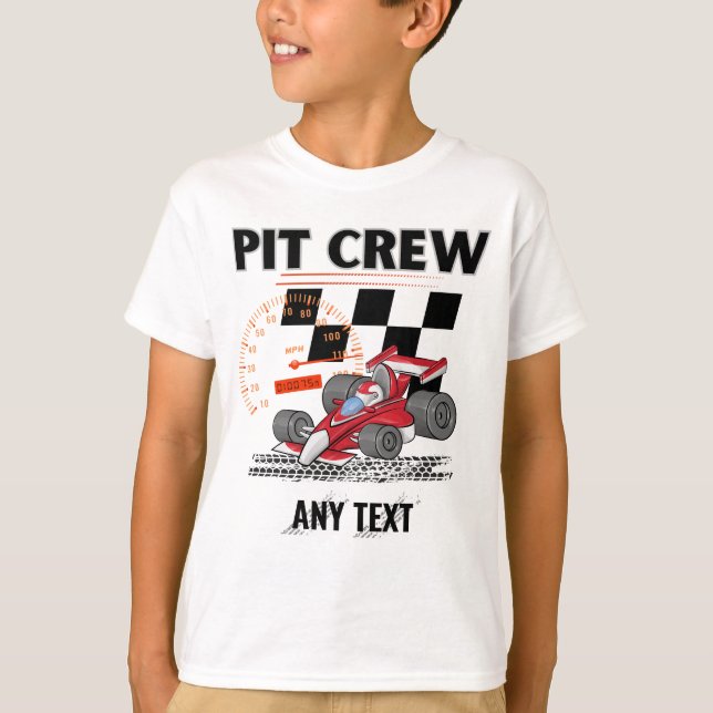 Matchning av Pit Crew Födelsedagsfest Theme Tävlin T Shirt (Framsida)