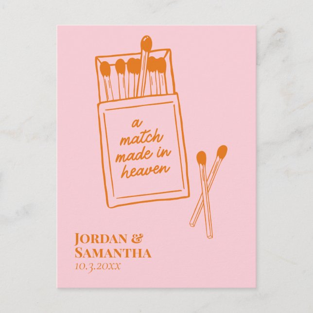 Matchning av rosa och Orange i himlen Spara datum Vykort (Framsida)