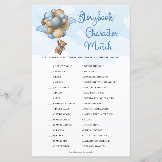 Matchning av streck för nalle - Storybook-tecken (Framsida)