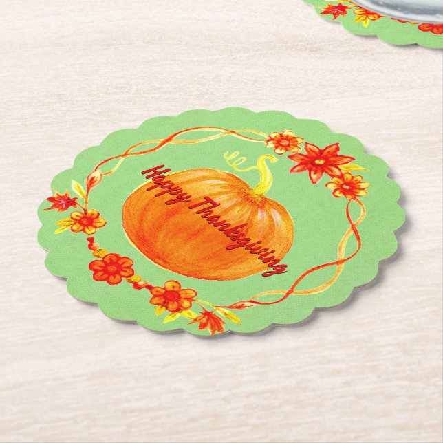 Matchning av Thanksgiving vattenfärgspumpkin på Gr Underlägg Papper (Vinklad)