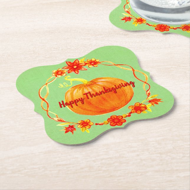 Matchning av Thanksgiving vattenfärgspumpkin på Gr Underlägg Papper (Vinklad)