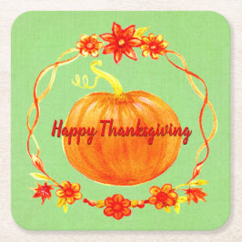 Matchning av Thanksgiving vattenfärgspumpkin på Gr Underlägg Papper Kvadrat
