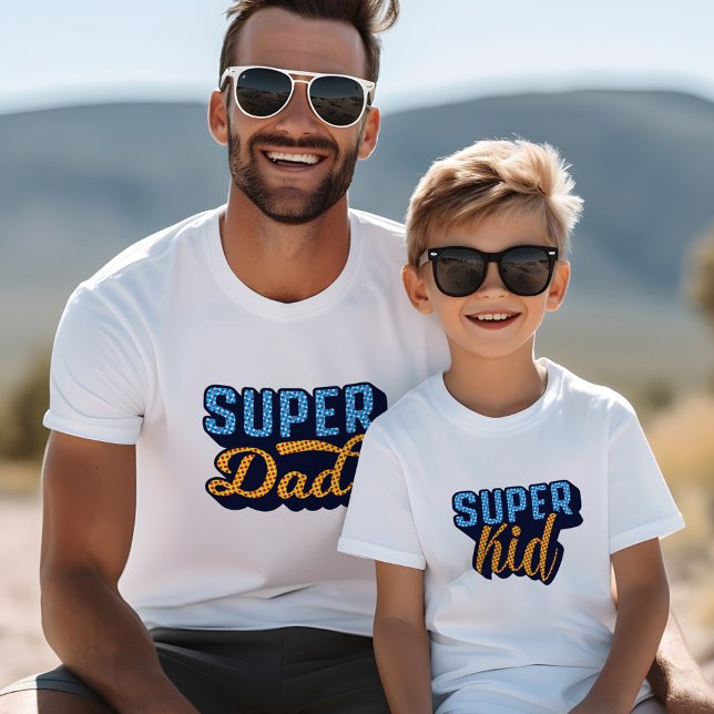 Matchning av Toppen Pappa & Toppen Kid Sidekick Fa T Shirt (Matching Super Dad & Super Kid Sidekick T-Shirt)