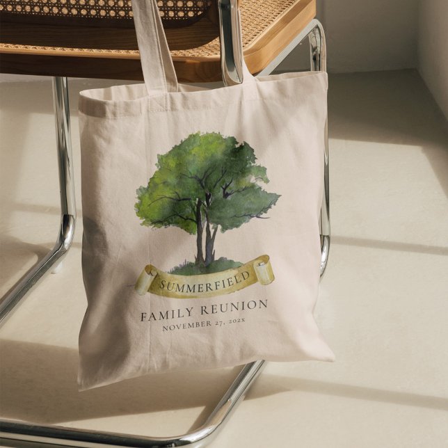 Matchning av vattenfärg för Family Reunion Träd Ri Tygkasse (Family Tree Annual Reunion Custom Tote Bag)