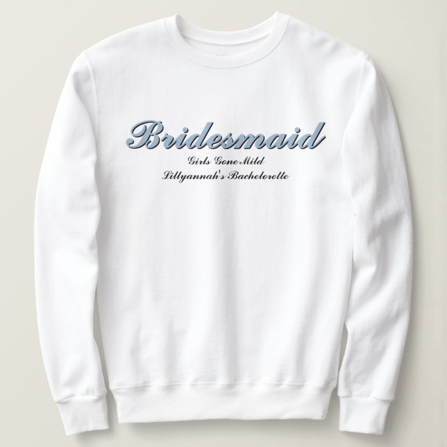 Matchning mellan Bridesmaid Dusty Blue Bachelorett T Shirt (Design framsida)