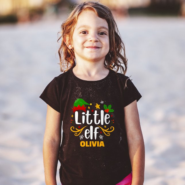 Matchning mellan Typography Little Elf Roligt Fami T Shirt (Skapare uppladdad)