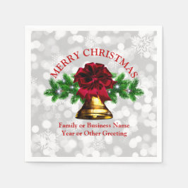 Matchning Ställ in Guld Bell Red Bow-jocktail Pappersservett