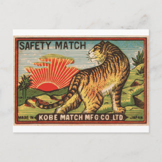 Matchningsetikett för vintage - Tiger Vykort