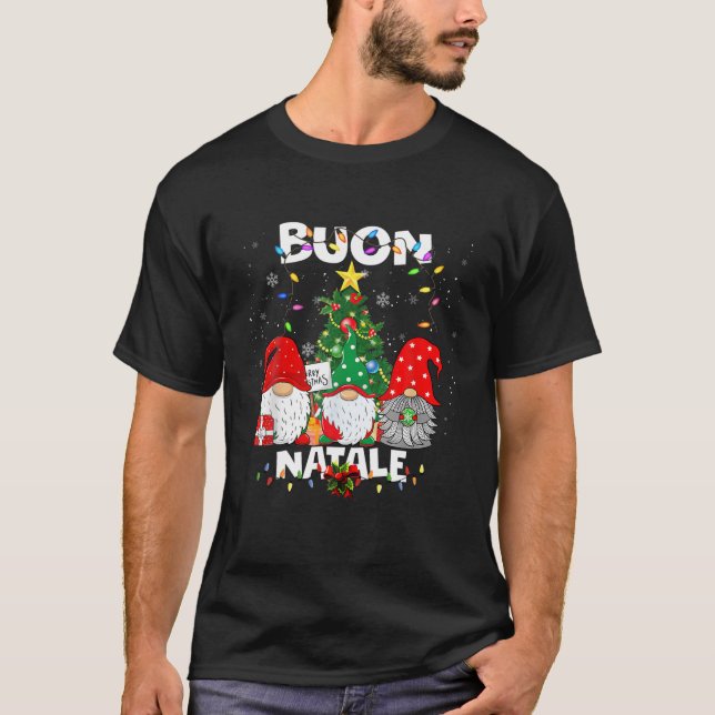 Matchningsfamiljen god jul Gnome Träd Ljus T Shirt (Framsida)