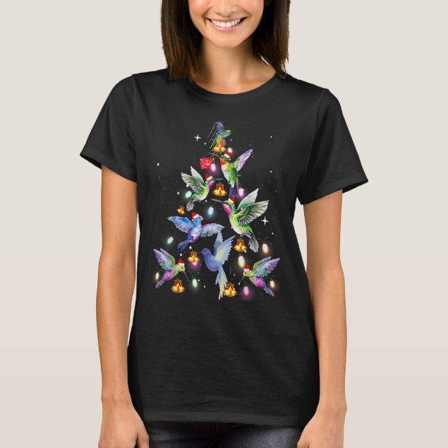 Matchningsfamiljen Hummingbird Julgran T Shirt (Framsida)