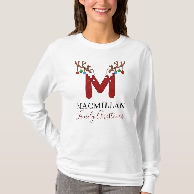Matchningsfamiljen Mamma i Monogram jul-Helgdag T Shirt (Framsida)