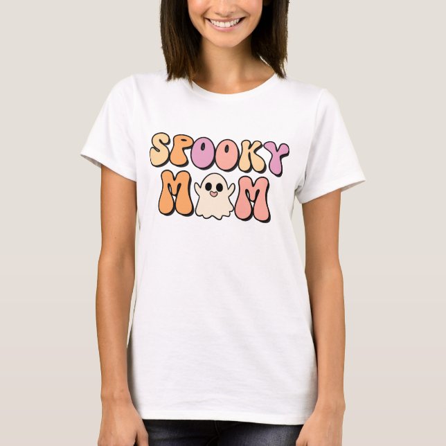 Matchningsfamiljen Retro Spooky Mamma T Shirt (Framsida)