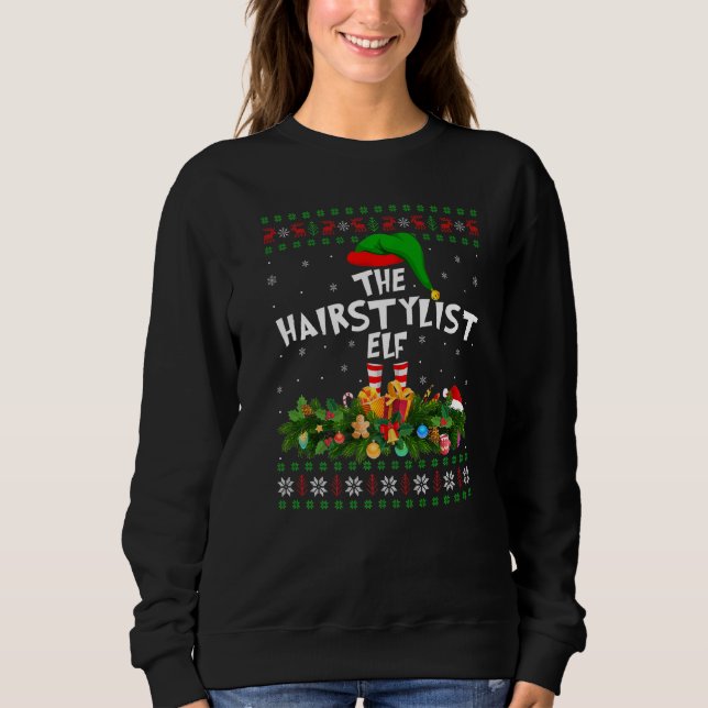 Matchningsfamiljen Ugly Hairstylist Elf-julen T Shirt (Framsida)
