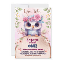 Matchningsinbjudan till Cute rosa uggla