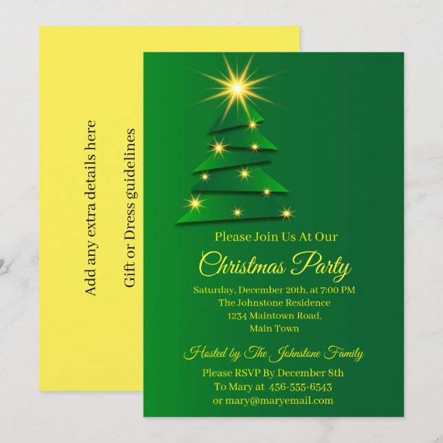 Matchningsinställning Grönt Träd Ändra Namn-textju Inbjudningar (Fram/baksida)