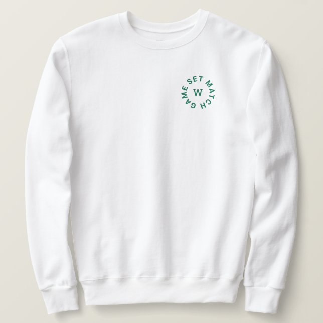 Matchningsmatchande Grönt Monogram Manar tennis Wh Lång Ärmad Tröja (Design framsida)