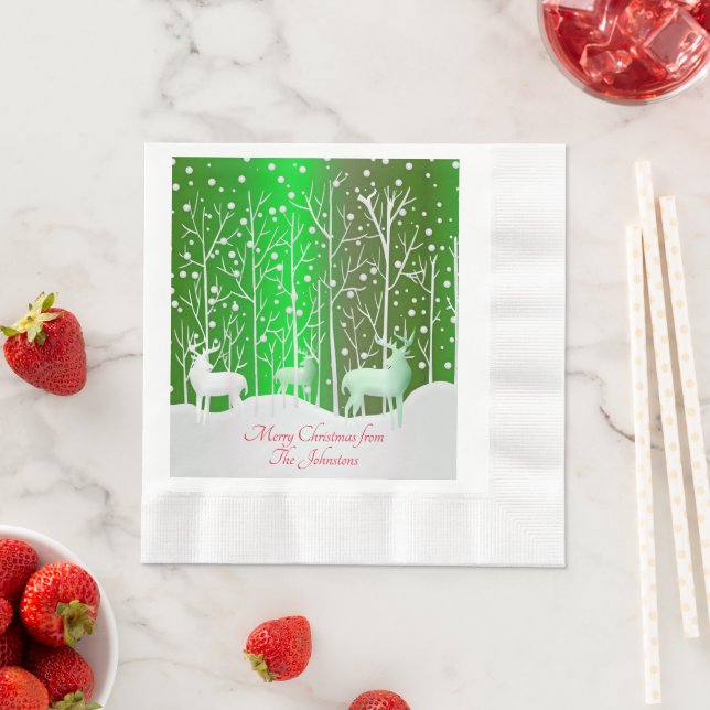 Matchningsset White Reindeer Edit Namn Luncheon Pappersservett (Insitu)