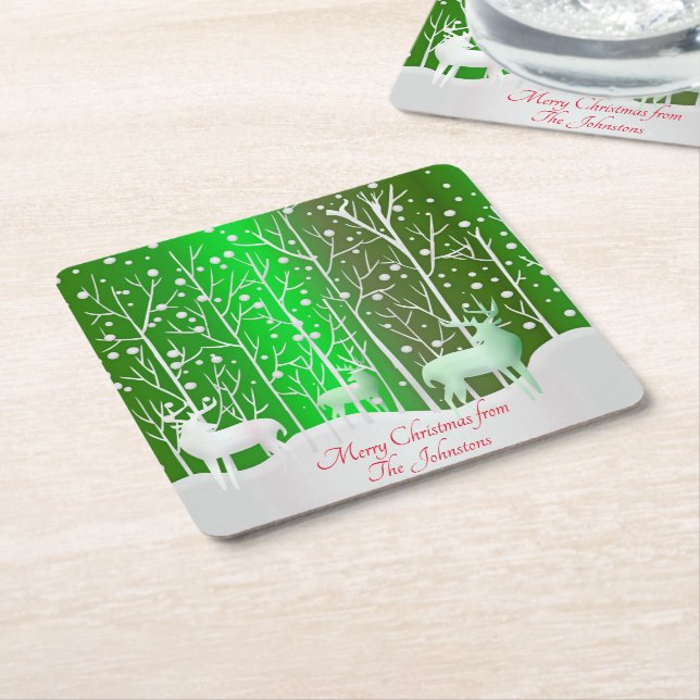 Matchningsset White Renor Edit Namn Grönt Underlägg Papper Kvadrat (Vinklad)