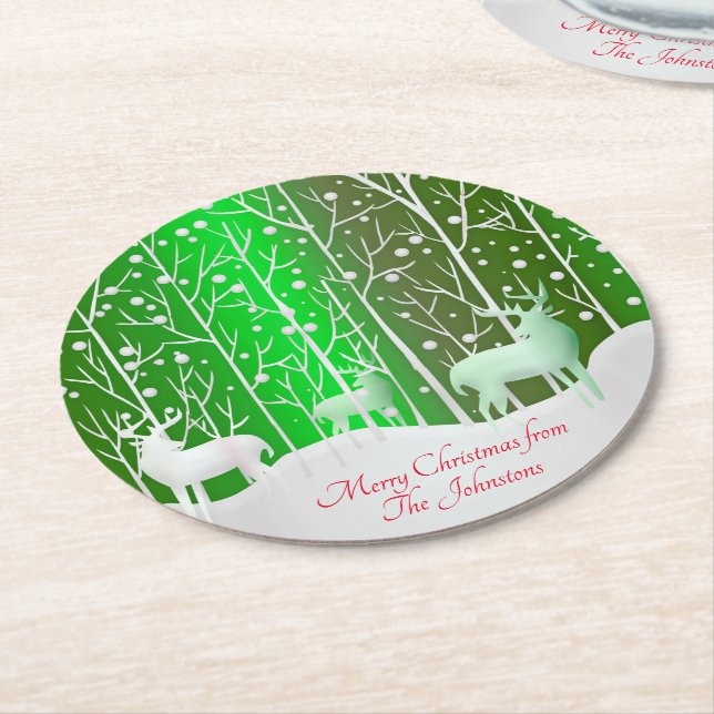 Matchningsset White Renor Edit Namn Grönt Underlägg Papper Rund (Vinklad)