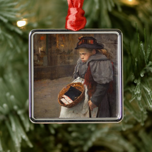 Matchstick Girl Poor Street Urchin Urban Fattigdom Julgransprydnad Metall (Träd)