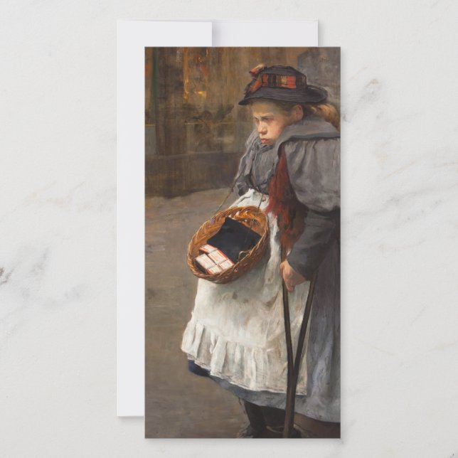 Matchstick Girl Poor Street Urchin Urban Fattigdom Julkort (Framsida)