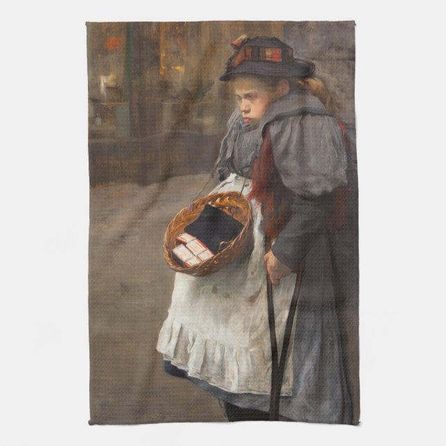 Matchstick Girl Poor Street Urchin Urban Fattigdom Kökshandduk (Vertikal)