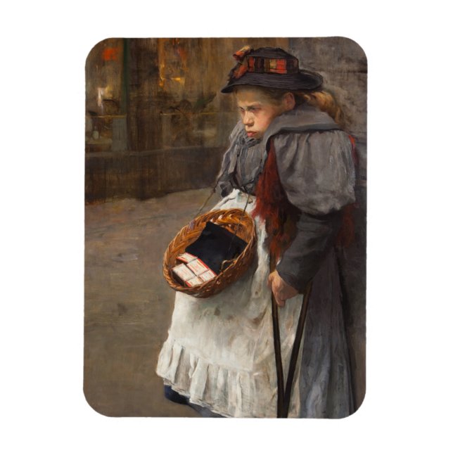 Matchstick Girl Poor Street Urchin Urban Fattigdom Magnet (Vertikal)