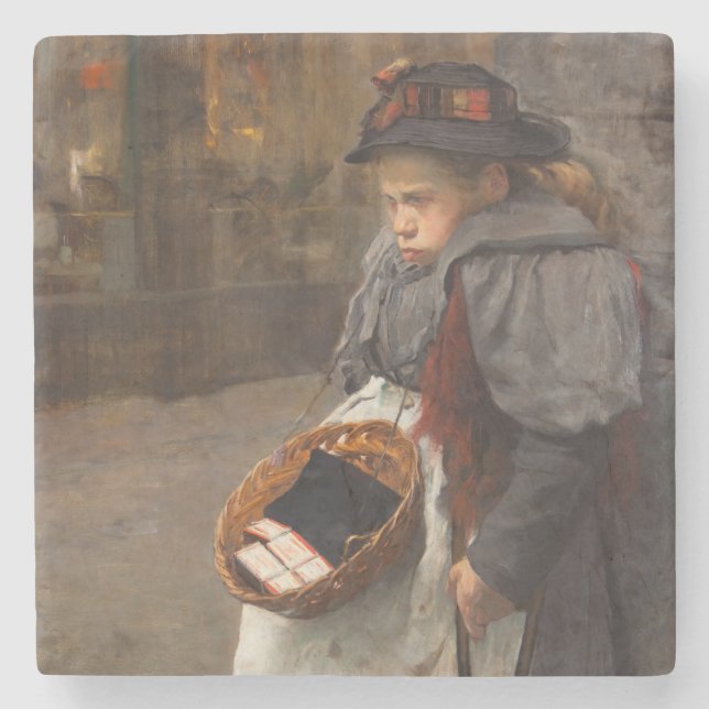 Matchstick Girl Poor Street Urchin Urban Fattigdom Stenunderlägg (Framsidan)