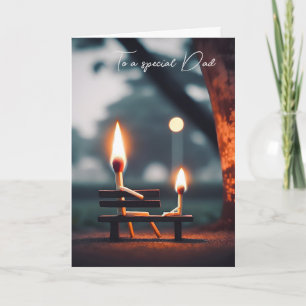 Matchsticks på en Bench för Fars dag Kort