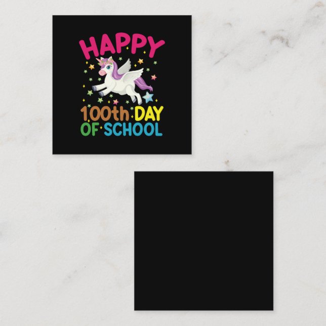 Matematik 100 dagars skollärartid fyrkantigt visitkort (Fram/baksida)